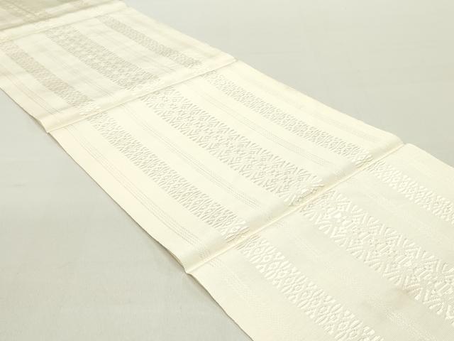 平和屋着物●本場筑前博多織　八寸名古屋帯　献上　象牙色　正絹　逸品　DAAZ3110ob