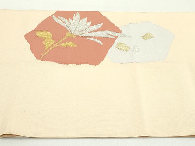 平和屋着物●爪掻き本綴れ　八寸名古屋帯　霞草花文　金銀糸　正絹　逸品　DAAZ3123ob