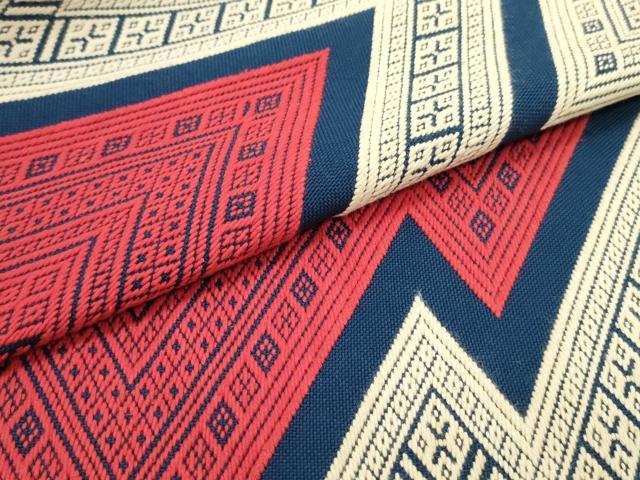 平和屋着物●八寸名古屋帯　こぎん刺し　松皮菱間道　交織　逸品　DAAZ3131ob 平和屋着物○八寸名古屋帯 こぎん刺し 松皮菱間道 交織