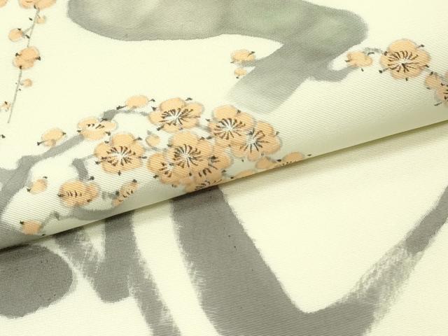平和屋着物○塩瀬 九寸名古屋帯 作家物 手描き 枝梅文 正絹