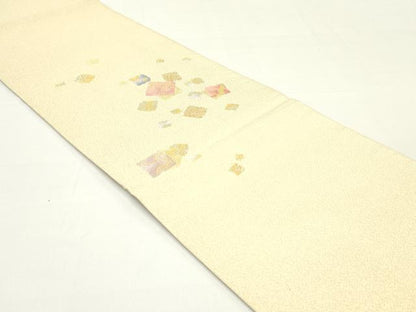 平和屋着物●爪掻き本綴れ　太鼓柄袋帯　霞飛鶴流水文　金銀糸　正絹　逸品　DAAZ3142ob