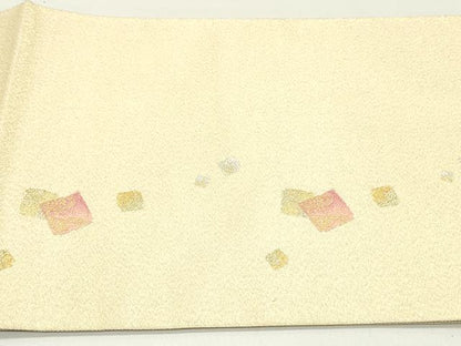 平和屋着物●爪掻き本綴れ　太鼓柄袋帯　霞飛鶴流水文　金銀糸　正絹　逸品　DAAZ3142ob