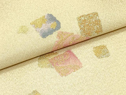 平和屋着物●爪掻き本綴れ　太鼓柄袋帯　霞飛鶴流水文　金銀糸　正絹　逸品　DAAZ3142ob