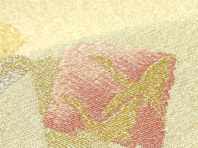 平和屋着物●爪掻き本綴れ　太鼓柄袋帯　霞飛鶴流水文　金銀糸　正絹　逸品　DAAZ3142ob