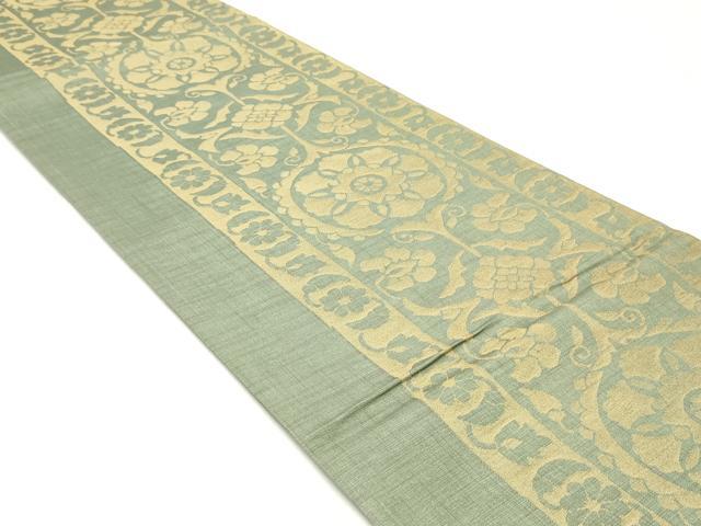 平和屋着物○六通柄袋帯 更紗花唐草間道 金糸 正絹 逸品