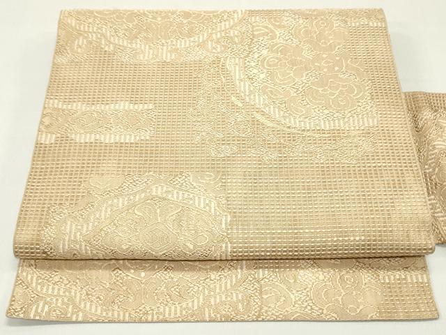 平和屋着物●本場筑前博多織 八寸名古屋帯 正倉院更紗花文 正絹 逸品 DAAZ3150ob