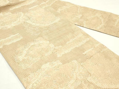 平和屋着物●本場筑前博多織 八寸名古屋帯 正倉院更紗花文 正絹 逸品 DAAZ3150ob
