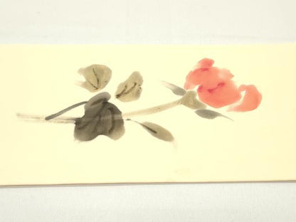平和屋着物●本加賀友禅作家 成竹登茂男 塩瀬 九寸名古屋帯 草花文 正絹 逸品 DAAZ3151ob