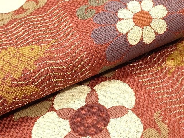 平和屋着物○六通柄袋帯 酒羅利 荒磯花文 金糸 正絹