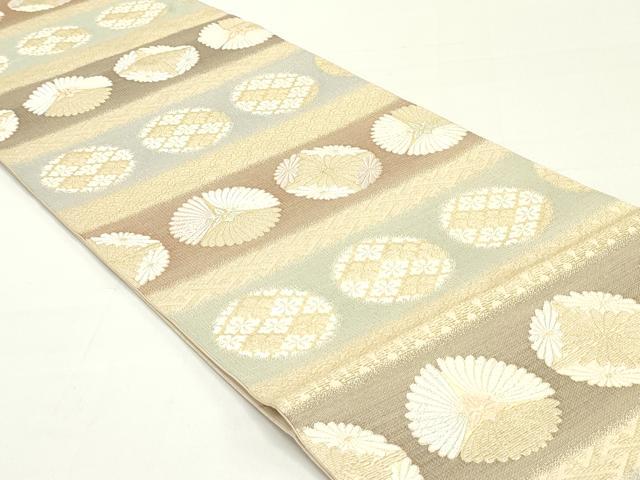 平和屋着物●六通柄袋帯　唐織　金華山織　吉祥花菱丸文　金糸　正絹　逸品　DAAZ3167ob