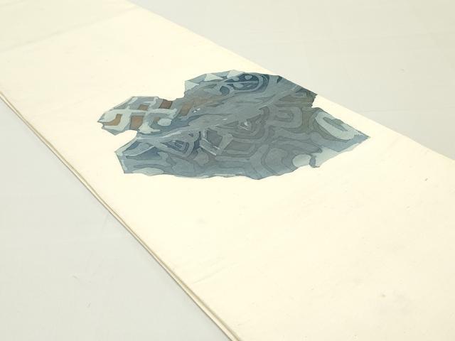 平和屋着物●太鼓柄袋帯　作家物　紬地　ろうけつ染め　抽象文様　正絹　逸品　DAAZ3202ob