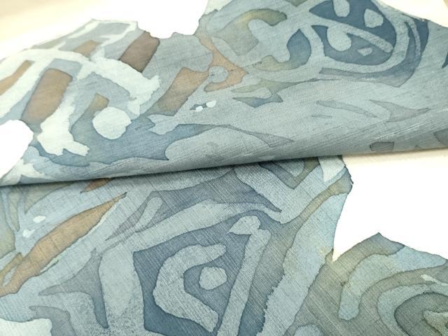 平和屋着物●太鼓柄袋帯　作家物　紬地　ろうけつ染め　抽象文様　正絹　逸品　DAAZ3202ob
