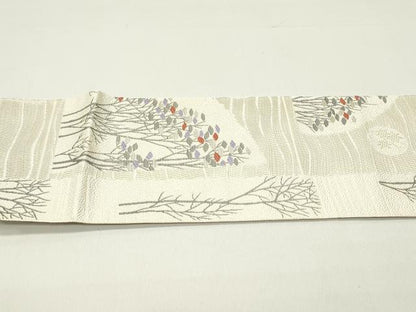 平和屋着物●本場筑前博多織 八寸名古屋帯 樹林間道 金糸 正絹 逸品 DAAZ3210ob