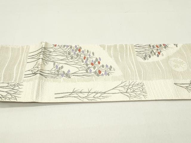 平和屋着物●本場筑前博多織 八寸名古屋帯 樹林間道 金糸 正絹 逸品 DAAZ3210ob