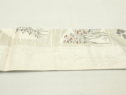 平和屋着物●本場筑前博多織 八寸名古屋帯 樹林間道 金糸 正絹 逸品 DAAZ3210ob
