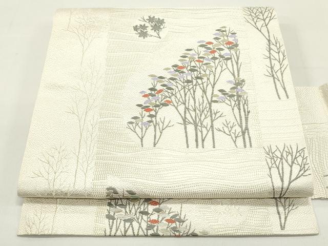 平和屋着物●本場筑前博多織 八寸名古屋帯 樹林間道 金糸 正絹 逸品 DAAZ3210ob