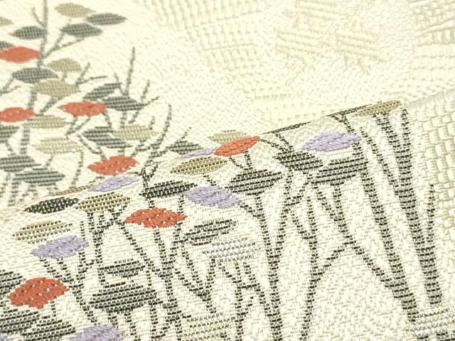 平和屋着物●本場筑前博多織 八寸名古屋帯 樹林間道 金糸 正絹 逸品 DAAZ3210ob