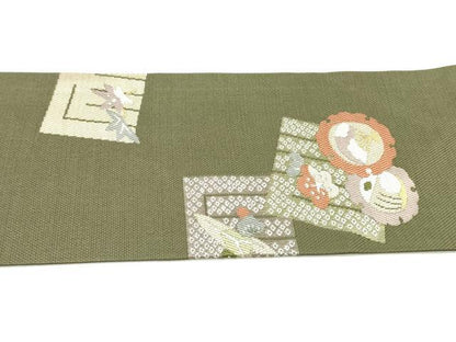 平和屋着物●九寸名古屋帯　唐織　源氏香雪輪花鳥文　正絹　逸品　DAAZ3230ob