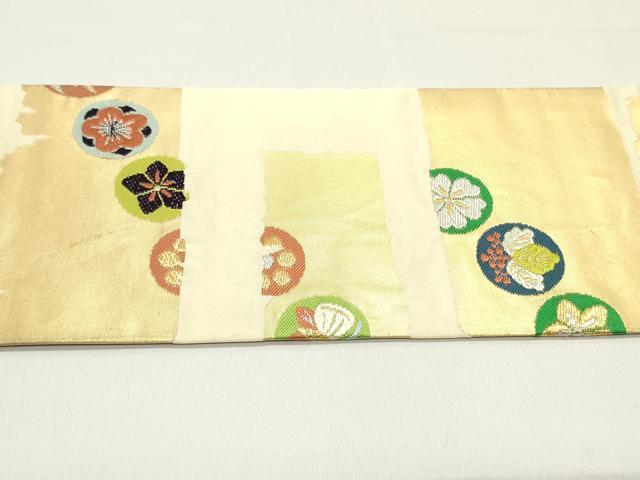 平和屋着物●西陣　川島織物　九寸名古屋帯　唐織　花蝶丸文　黒地　金彩　正絹　逸品　CABA2260dy 平和屋着物○西陣 川島織物 九寸名古屋帯 唐織 霞花蝶丸文