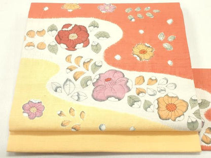 平和屋着物●九寸名古屋帯 紬地 絞り 辻が花 正絹 逸品 DAAZ3244ob