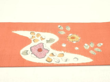 平和屋着物●九寸名古屋帯 紬地 絞り 辻が花 正絹 逸品 DAAZ3244ob