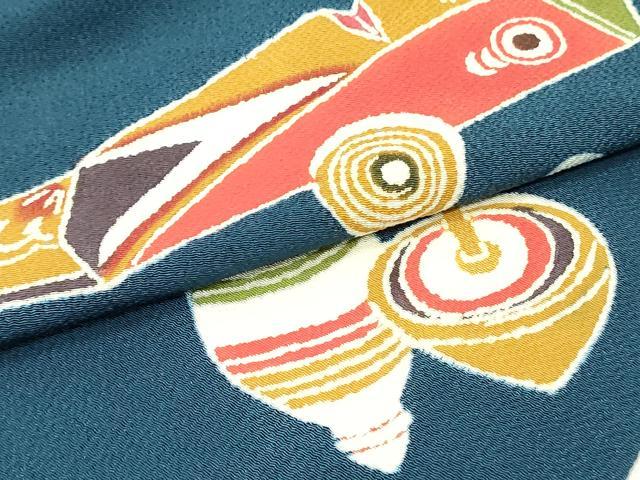 平和屋着物○九寸名古屋帯 型染め 玩具文 鬼しぼ縮緬 正絹