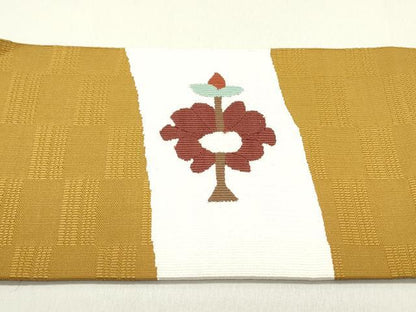 平和屋着物●八寸名古屋帯 すくい織 花菱文 正絹 逸品 DAAZ3249ob