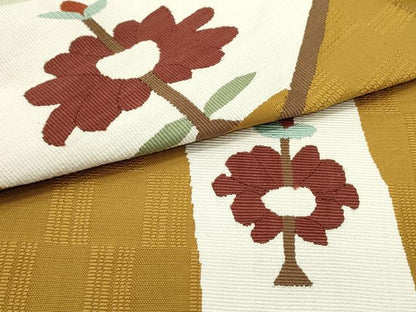平和屋着物●八寸名古屋帯 すくい織 花菱文 正絹 逸品 DAAZ3249ob