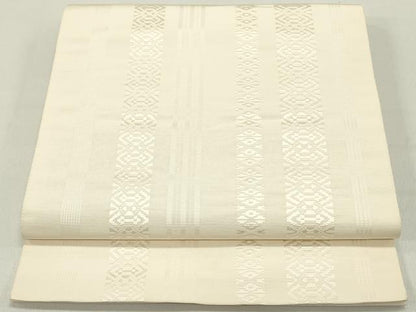 平和屋着物●本場筑前博多織 八寸名古屋帯 献上 象牙色 正絹 逸品 DAAZ3257ob