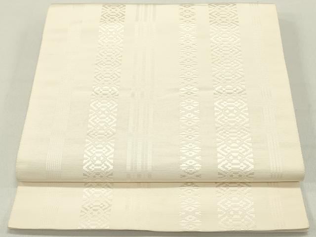 平和屋着物●本場筑前博多織 八寸名古屋帯 献上 象牙色 正絹 逸品 DAAZ3257ob