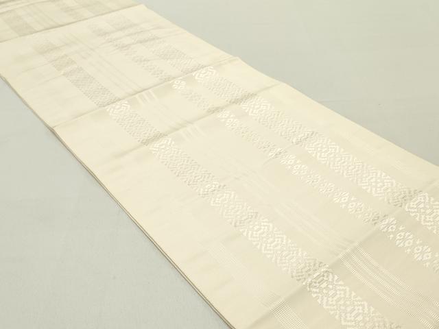 平和屋着物○本場筑前博多織 八寸名古屋帯 献上 象牙色 正絹 逸品