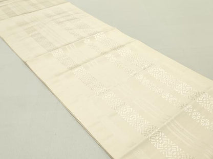 平和屋着物●本場筑前博多織 八寸名古屋帯 献上 象牙色 正絹 逸品 DAAZ3257ob