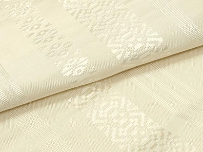 平和屋着物●本場筑前博多織 八寸名古屋帯 献上 象牙色 正絹 逸品 DAAZ3257ob