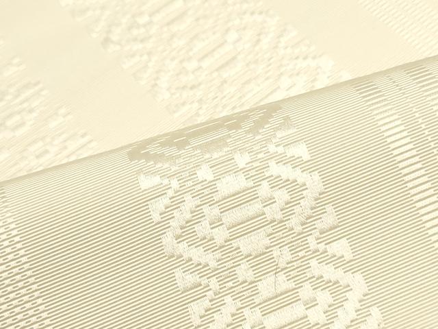 平和屋着物●本場筑前博多織 八寸名古屋帯 献上 象牙色 正絹 逸品 DAAZ3257ob