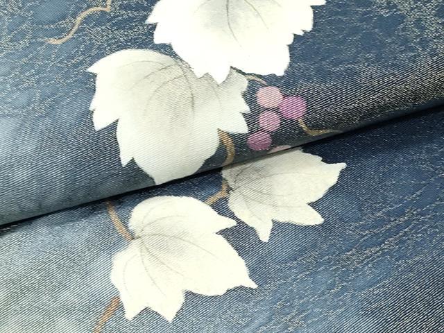 平和屋着物○両面 全通柄袋帯 葡萄蔦の葉文 金通し