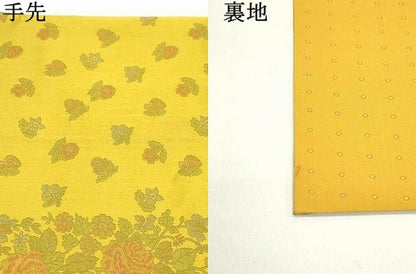 平和屋着物●両面　全通柄袋帯　草花文　正絹　逸品　DAAZ3275ob