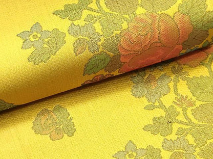 平和屋着物●両面　全通柄袋帯　草花文　正絹　逸品　DAAZ3275ob
