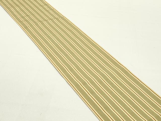 平和屋着物●本場筑前博多織 両面 半幅帯 間道 証紙付き 正絹 逸品 DAAZ3281ob