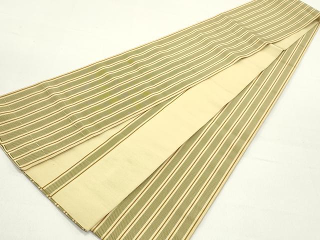 平和屋着物●本場筑前博多織 両面 半幅帯 間道 証紙付き 正絹 逸品 DAAZ3281ob
