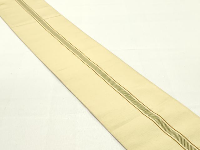 平和屋着物●本場筑前博多織 両面 半幅帯 間道 証紙付き 正絹 逸品 DAAZ3281ob