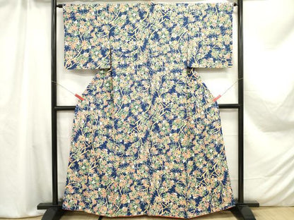 平和屋着物■上質な小紋　南天枝椿文　正絹　逸品　DAAZ3296ob