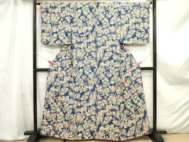 平和屋着物■上質な小紋　南天枝椿文　正絹　逸品　DAAZ3296ob