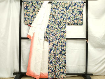 平和屋着物■上質な小紋　南天枝椿文　正絹　逸品　DAAZ3296ob