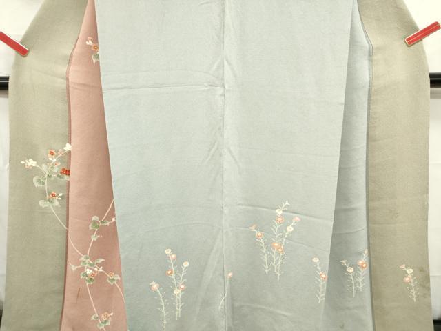 平和屋着物■訪問着　枝花文　金彩　鬼しぼ縮緬　正絹　逸品　DAAZ3316ob