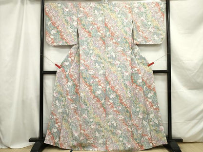 平和屋着物■上質な小紋　草花松文　正絹　逸品　DAAZ3349ob