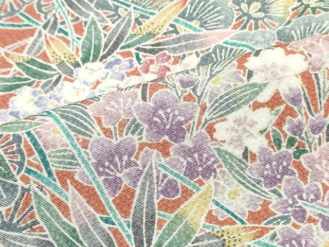 平和屋着物■上質な小紋　草花松文　正絹　逸品　DAAZ3349ob