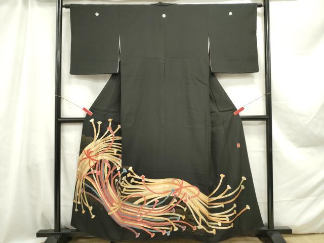 平和屋着物■中国三大刺繍　相良刺繍　黒留袖　作家物　束ね組紐文　金彩　正絹　逸品　DAAZ3354ob