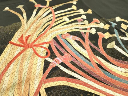 平和屋着物■中国三大刺繍　相良刺繍　黒留袖　作家物　束ね組紐文　金彩　正絹　逸品　DAAZ3354ob