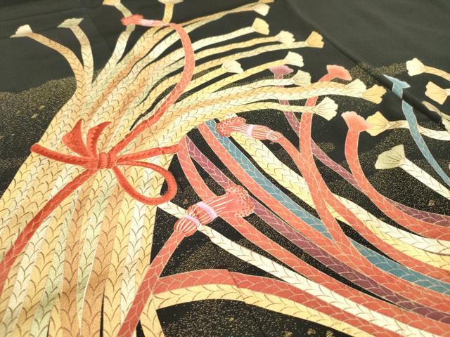 平和屋着物■中国三大刺繍　相良刺繍　黒留袖　作家物　束ね組紐文　金彩　正絹　逸品　DAAZ3354ob
