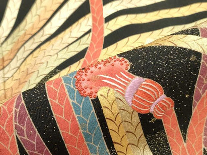平和屋着物■中国三大刺繍　相良刺繍　黒留袖　作家物　束ね組紐文　金彩　正絹　逸品　DAAZ3354ob